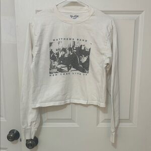 Brandy Melville John Galt Matthews band long sleeve crop T-shirt size small crea